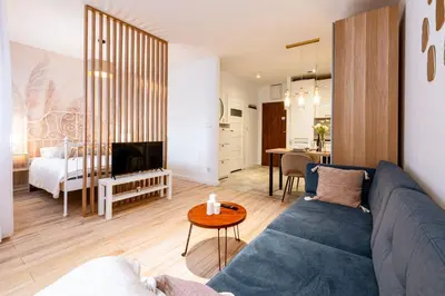 Telewizja i/lub zestaw kina domowego w obiekcie Grabiszyńska Studio - Balcony & Workspace - by Rentujemy