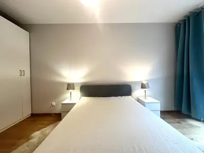 Łóżko lub łóżka w pokoju w obiekcie Wichrowa Apartment - Parking - Self Check-In 20h