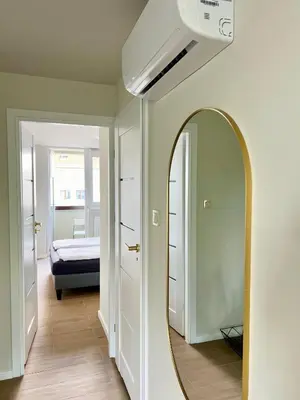 Łóżko lub łóżka w pokoju w obiekcie Legnica Apartament 36m2 Delux 3