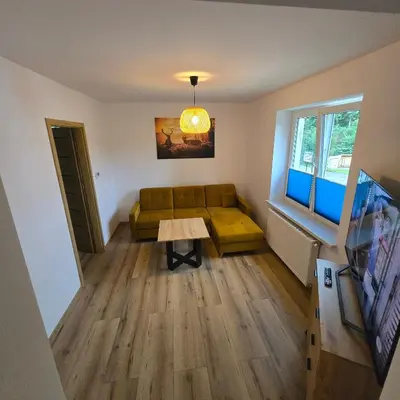 Telewizja i/lub zestaw kina domowego w obiekcie Apartament z kominkiem w starej kamiennicy