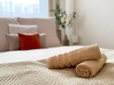 Łóżko lub łóżka w pokoju w obiekcie Waterloo Apartment