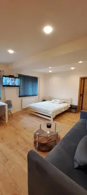 Łóżko lub łóżka w pokoju w obiekcie Apartament Alcatraz parter 40m