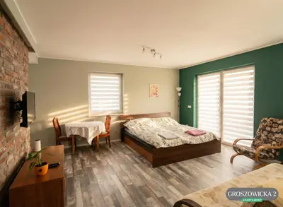 Łóżko lub łóżka w pokoju w obiekcie Apartament 40m2 Opole i Darmowy Parking