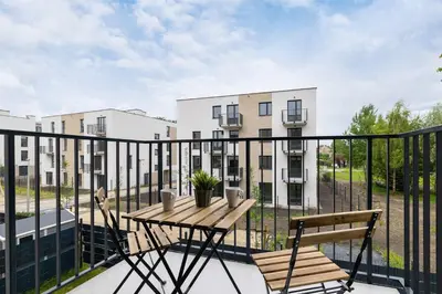 Balkon lub taras w obiekcie Apartment Gliwice near PreZero Arena with Parking&Balcony by Noclegi Renters