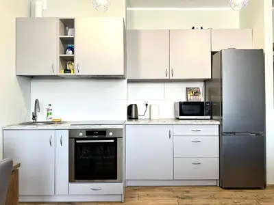 Kuchnia lub aneks kuchenny w obiekcie Marcinowska 2 Apartment - Self check-in 20h - parking
