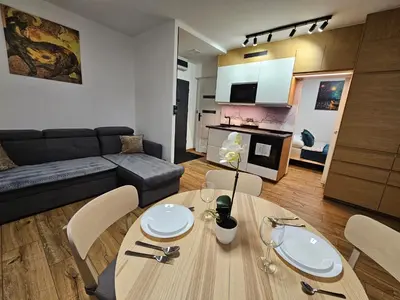 Kuchnia lub aneks kuchenny w obiekcie Apartament Kozielska z balkonem, klimatyzacja, darmowy Parking
