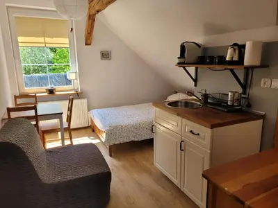 Kuchnia lub aneks kuchenny w obiekcie Leśne Apartamenty