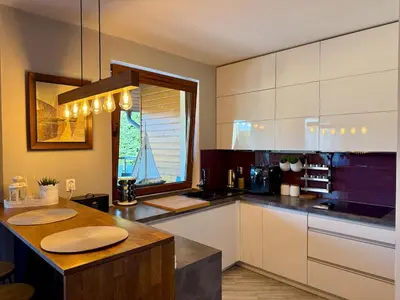 Kuchnia lub aneks kuchenny w obiekcie Apartament Zielona Przystań Wrocław