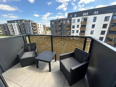 Balkon lub taras w obiekcie Apartament Grafitowy