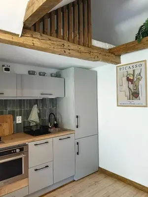 Kuchnia lub aneks kuchenny w obiekcie Studio z widokiem na park