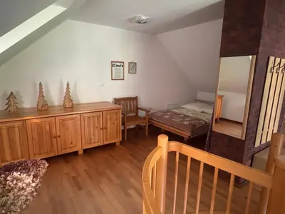 Łóżko lub łóżka w pokoju w obiekcie Domek Rychleby