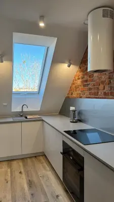 Kuchnia lub aneks kuchenny w obiekcie OPOLSKA WENECJA-apartament typu STUDIO z tarasem