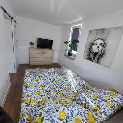Łóżko lub łóżka w pokoju w obiekcie Apartament MiKaTy