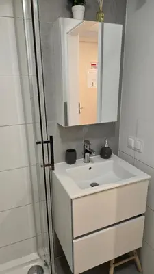 Łazienka w obiekcie Mikroapartament Gamma Dyrekcyjna Wrocław