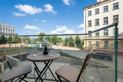 Balkon lub taras w obiekcie Cosy studio ideal for remote working on Słodowa Island