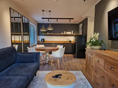Część wypoczynkowa w obiekcie Studio na Wyspie Pasieka