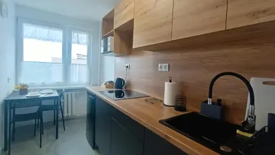 Kuchnia lub aneks kuchenny w obiekcie DROINVEST Mieszkanie 2-pokojowe - Apartament Nysa, jezioro Nyskie, góry złote, fv