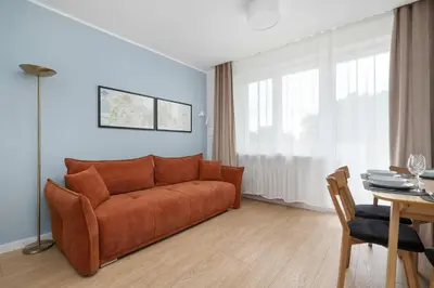 Część wypoczynkowa w obiekcie Azure Apartment Teatralna with Air Conditioning in Wrocław by Noclegi Renters