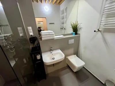 Łazienka w obiekcie Apartament Paryski 3- przytulne studio dla 2-4 osób w CENTRUM