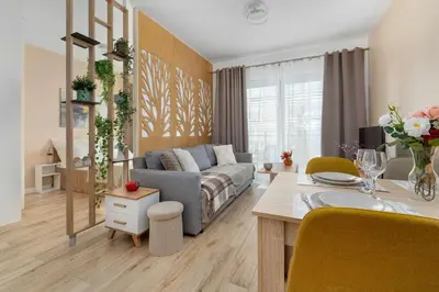 Część wypoczynkowa w obiekcie Cosy Studio in Wrocław Near the River with Parking and Balcony by Noclegi Renters