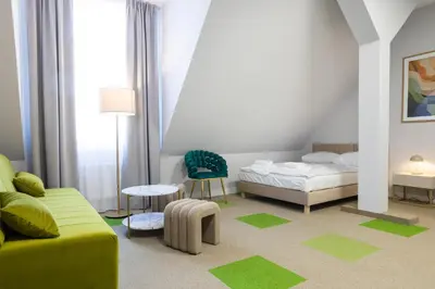 Łóżko lub łóżka w pokoju w obiekcie Moon Apartments Wrocław