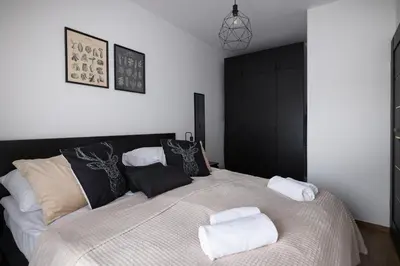 Łóżko lub łóżka w pokoju w obiekcie Apartament Czarny Dab