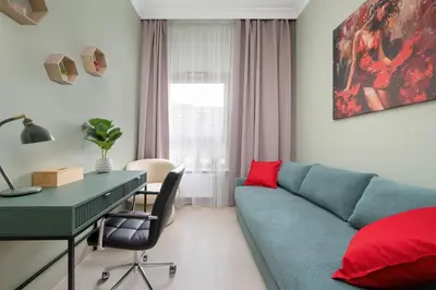 Część wypoczynkowa w obiekcie Exclusive Apartment in Wrocław with 2 Parking Spaces, Desk and Air Conditioned Living Room by Renters Prestige