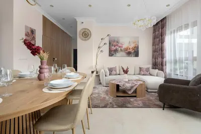 Część wypoczynkowa w obiekcie Exclusive Apartment in Wrocław with 2 Parking Spaces, Desk and Air Conditioned Living Room by Renters Prestige