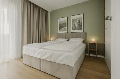 Łóżko lub łóżka w pokoju w obiekcie Premium Apartment Podzamcze - Wałbrzych - Fair Rentals