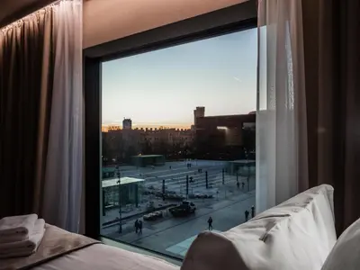 Łóżko lub łóżka w pokoju w obiekcie Piano Property Rental Wrocław