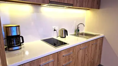 Kuchnia lub aneks kuchenny w obiekcie Vinyl & View Apartament 327 - Aparthotel Panorama - Czarna Góra
