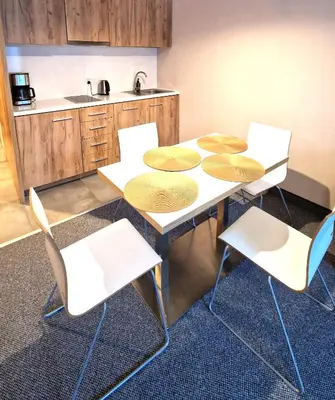 Kuchnia lub aneks kuchenny w obiekcie Vinyl & View Apartament 327 - Aparthotel Panorama - Czarna Góra