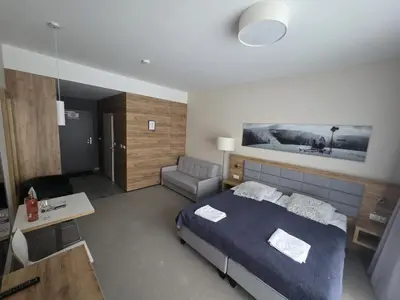 Łóżko lub łóżka w pokoju w obiekcie Czarna Góra Apartament 102