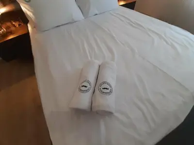 Łóżko lub łóżka w pokoju w obiekcie Apartament w Czarnowąsach 3