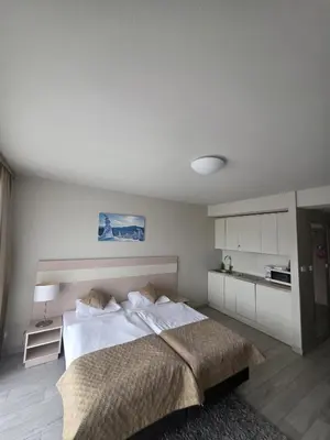 Łóżko lub łóżka w pokoju w obiekcie Czarna Góra Apartament Solden 33