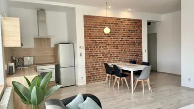 Kuchnia lub aneks kuchenny w obiekcie Atrakcyjny apartament z widokiem - Góry Sowie - Bielawa
