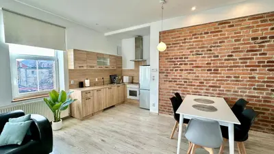 Kuchnia lub aneks kuchenny w obiekcie Atrakcyjny apartament z widokiem - Góry Sowie - Bielawa