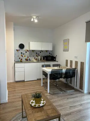 Kuchnia lub aneks kuchenny w obiekcie Apartament Bursztynowy