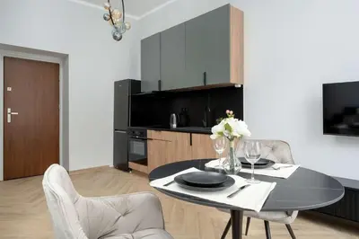 Kuchnia lub aneks kuchenny w obiekcie Dąbrowskiego Wrocław Climate Studio Pet Friendly by Noclegi Renters