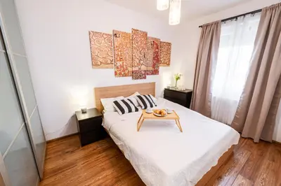 Łóżko lub łóżka w pokoju w obiekcie Kleczków Apt - 50m2, Parking, Balcony - by Rentujemy