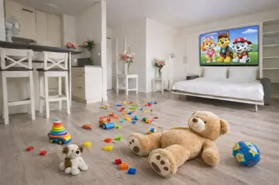 Łóżko lub łóżka w pokoju w obiekcie Teddy Home - Family Apartment - Kids Friendly