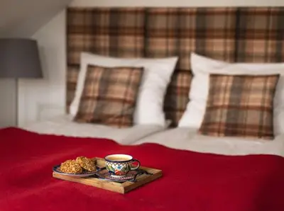 Łóżko lub łóżka w pokoju w obiekcie Apartamenty U Harrego I Przy Stawie Spa z klimatyzacją, balia, sauna, ogrodem i parkingiem