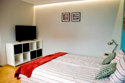 Łóżko lub łóżka w pokoju w obiekcie Apartamenty Akacjowa przy Parku Szwedzkim
