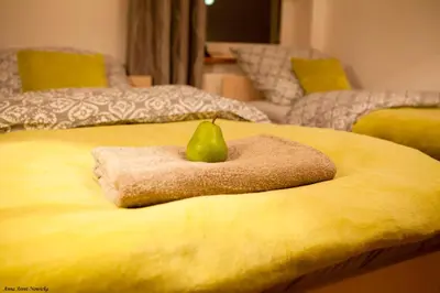 Łóżko lub łóżka w pokoju w obiekcie Apartament Bukowe Wzgórze