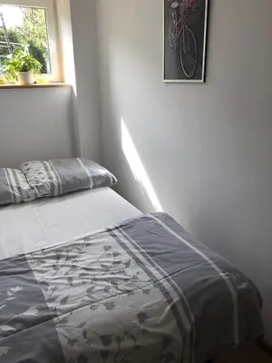 Łóżko lub łóżka w pokoju w obiekcie Noclegi pod kasztanem