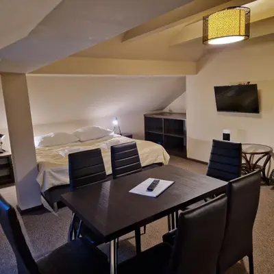 Telewizja i/lub zestaw kina domowego w obiekcie Tajemniczy Ogród Szczytna - Bed & Breakfast