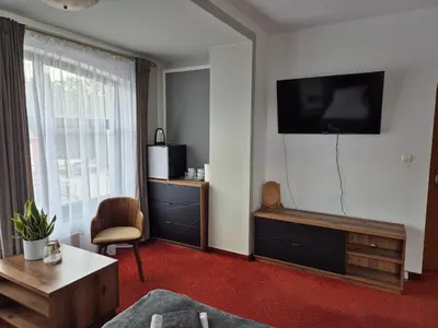 Telewizja i/lub zestaw kina domowego w obiekcie Apartamenty Amadeus & Trattoria Matteo e Raffaello