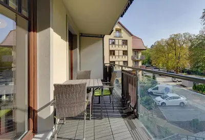 Balkon lub taras w obiekcie Apartament Wille Parkowe