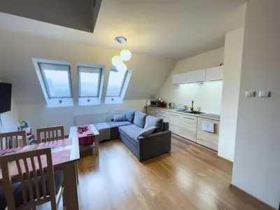 Kuchnia lub aneks kuchenny w obiekcie Apartament fioletowy w Polanicy