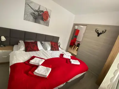 Łóżko lub łóżka w pokoju w obiekcie Apartamenty Pod Rudką Czarna Góra